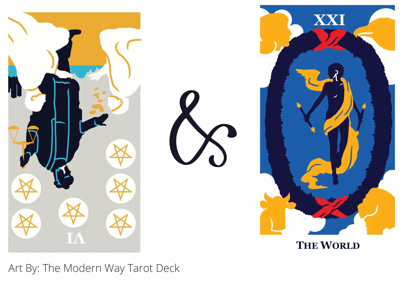 six of pentacles reversed and the world tarot cards together