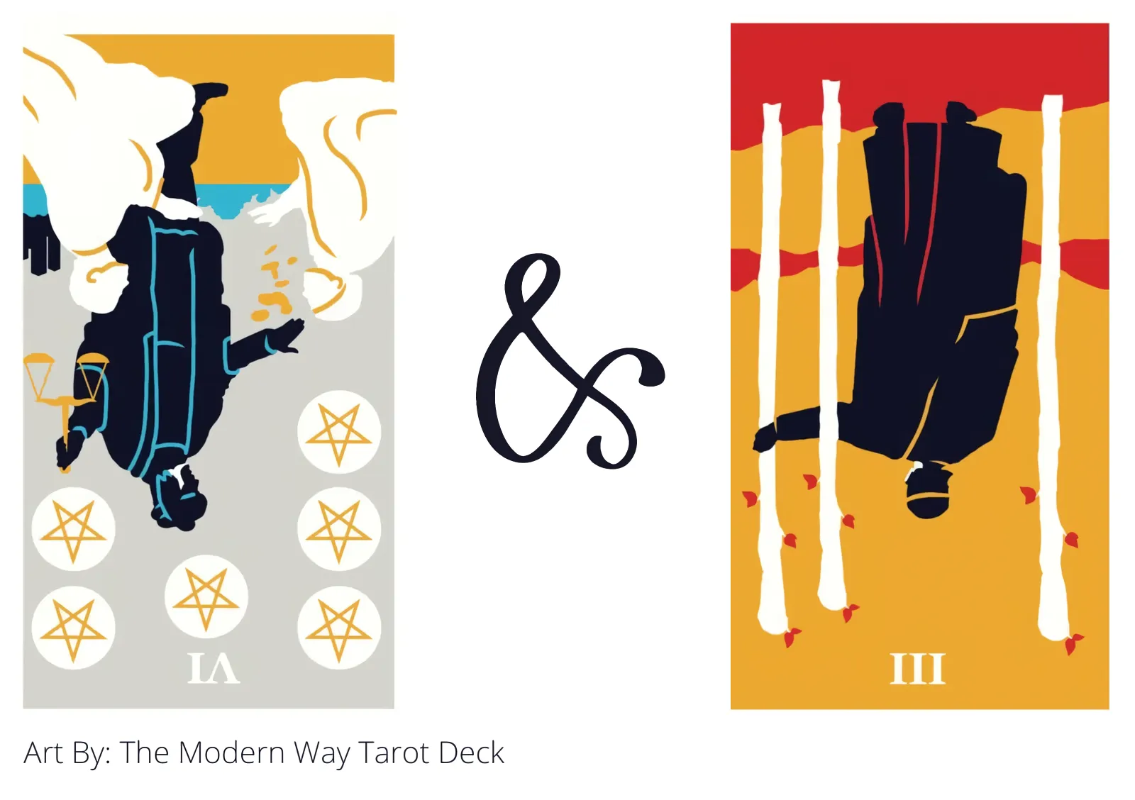 six of pentacles reversed and three of wands reversed tarot cards together