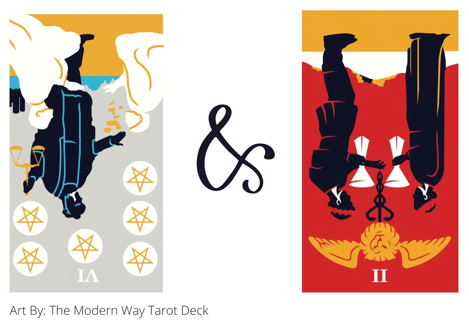 six of pentacles reversed and two of cups reversed tarot cards together