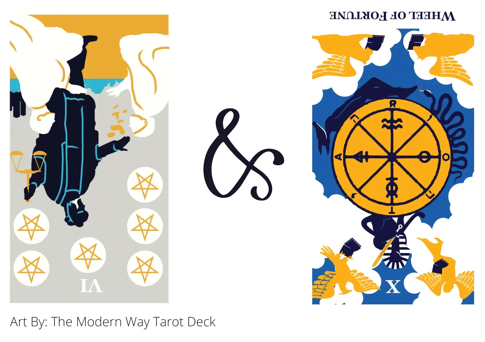 six of pentacles reversed and wheel of fortune reversed tarot cards together