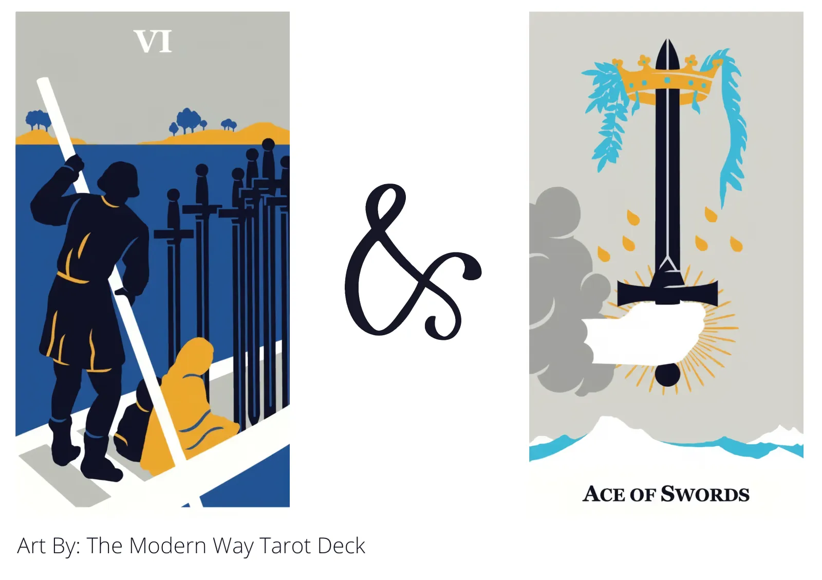 six of swords and ace of swords tarot cards together