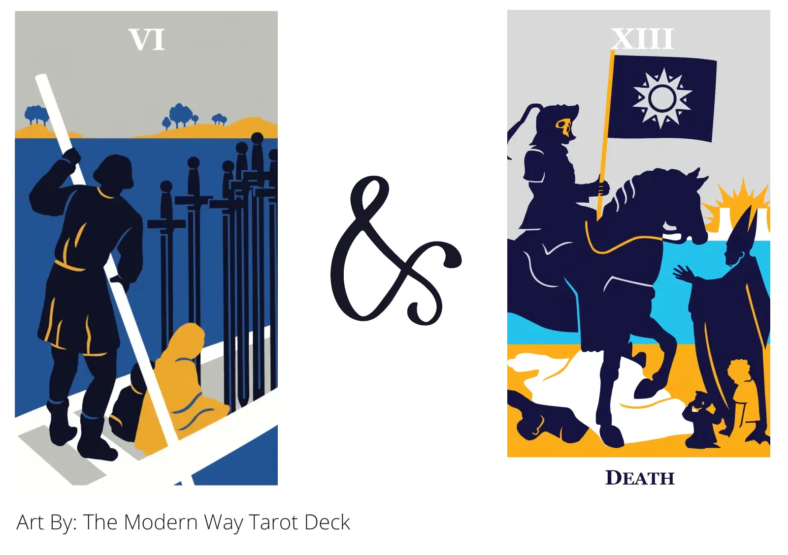 six of swords and death tarot cards together
