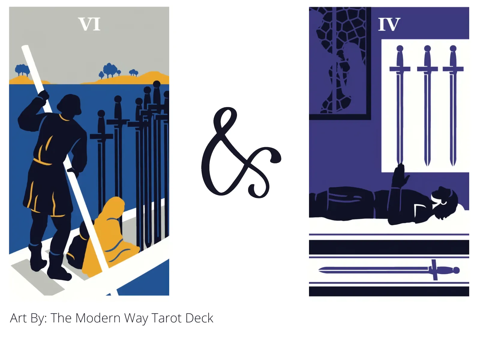 six of swords and four of swords tarot cards together