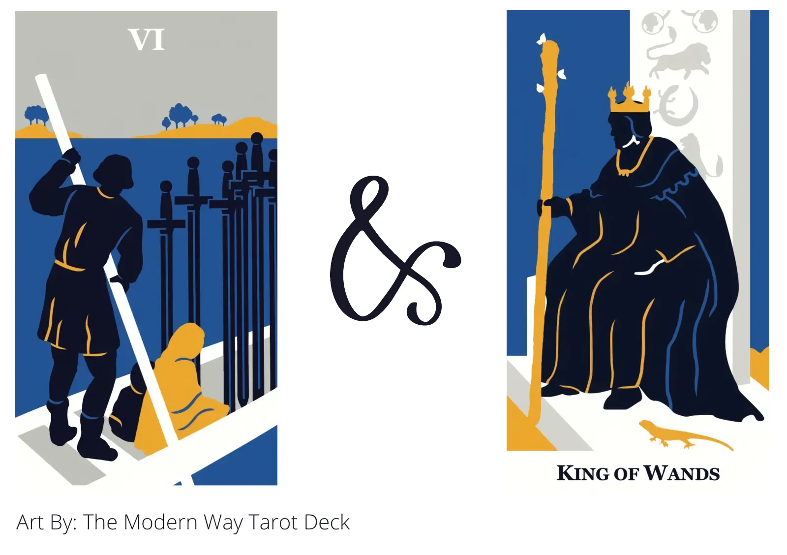 six of swords and king of wands tarot cards together