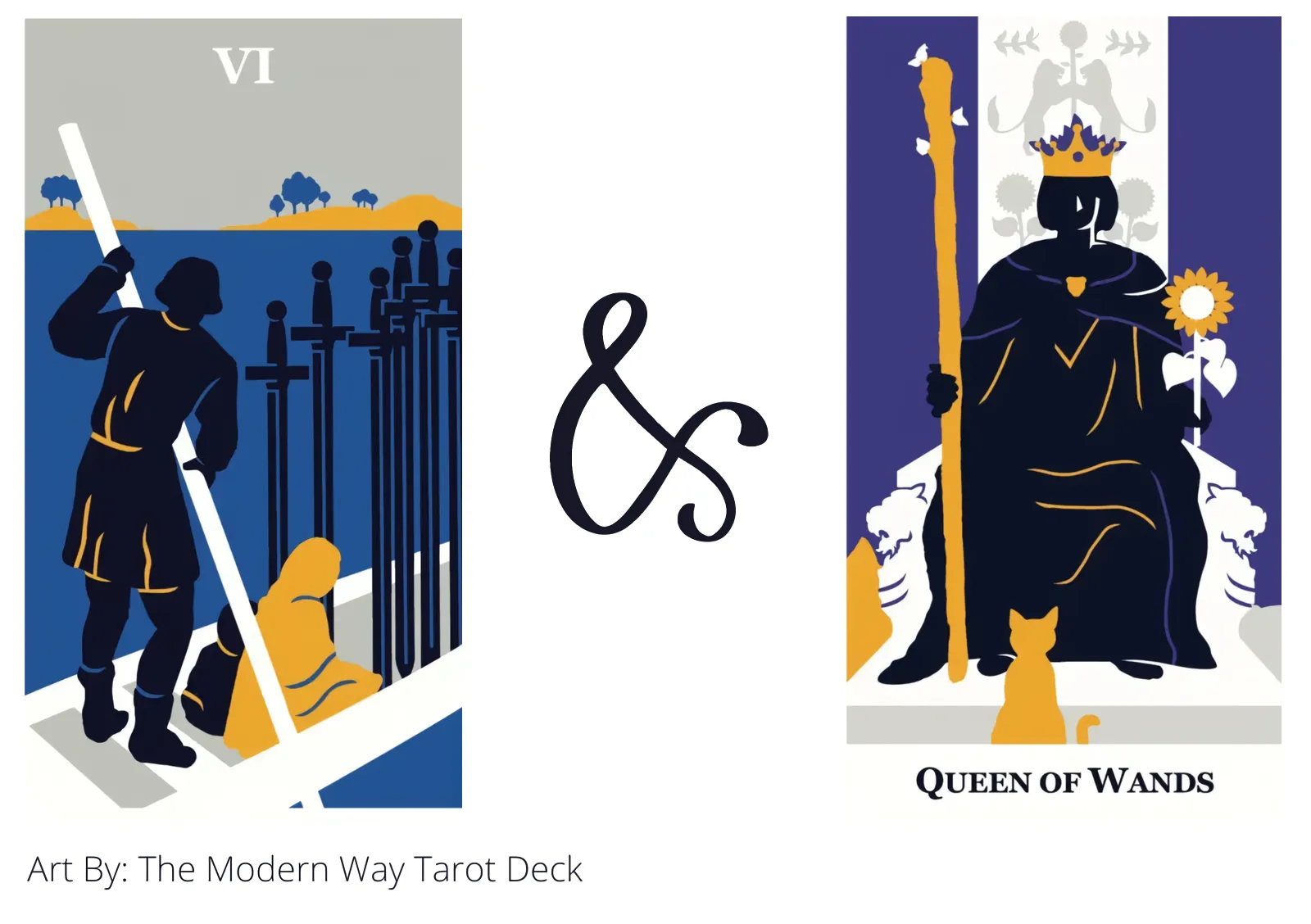 six of swords and queen of wands tarot cards together