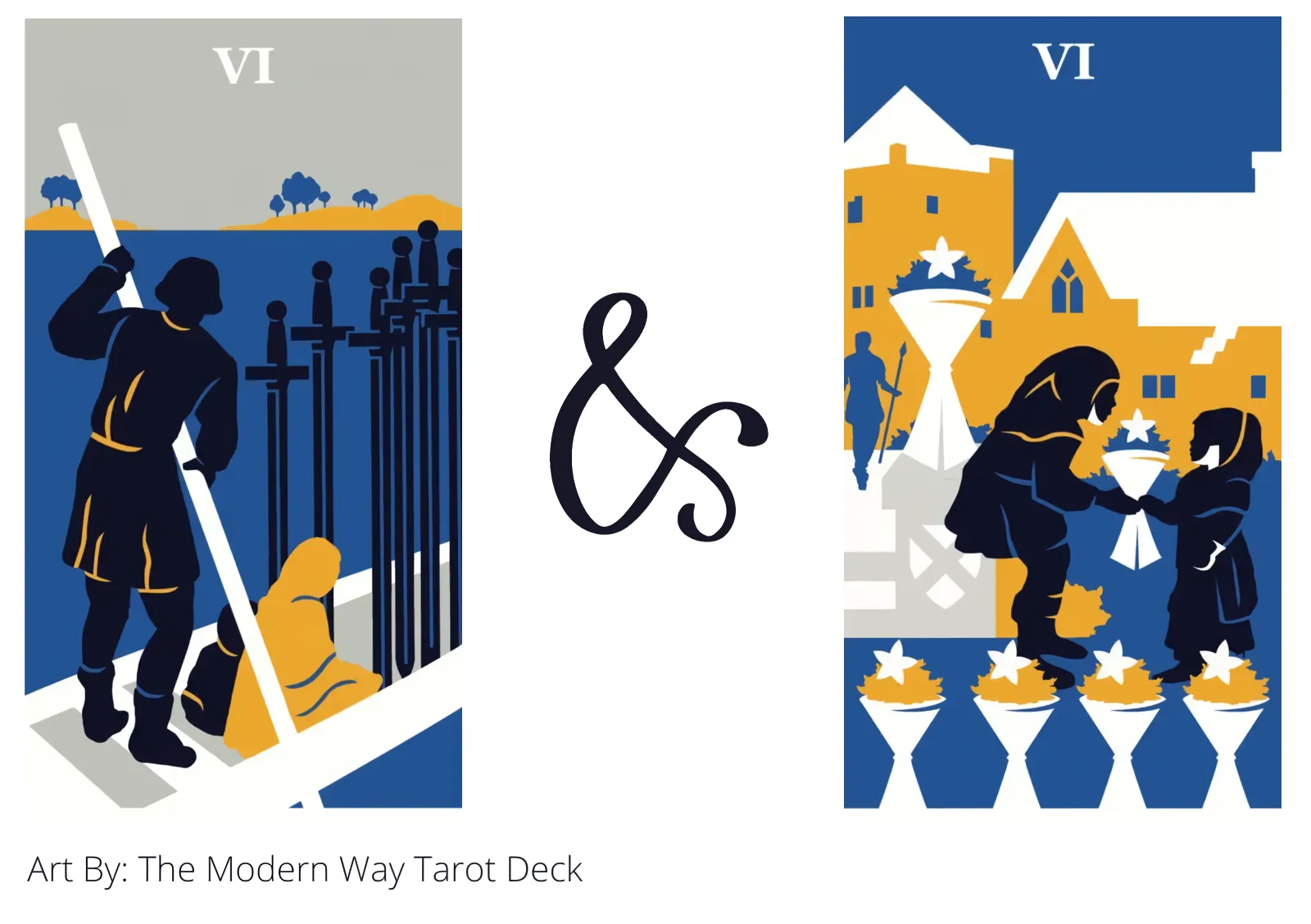 six of swords and six of cups tarot cards together