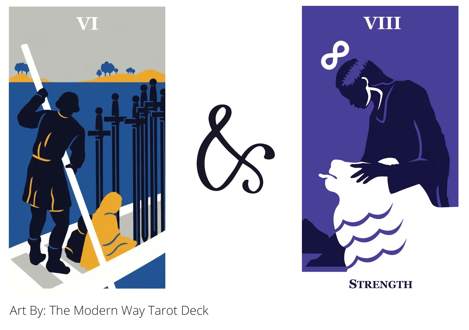 six of swords and strength tarot cards together