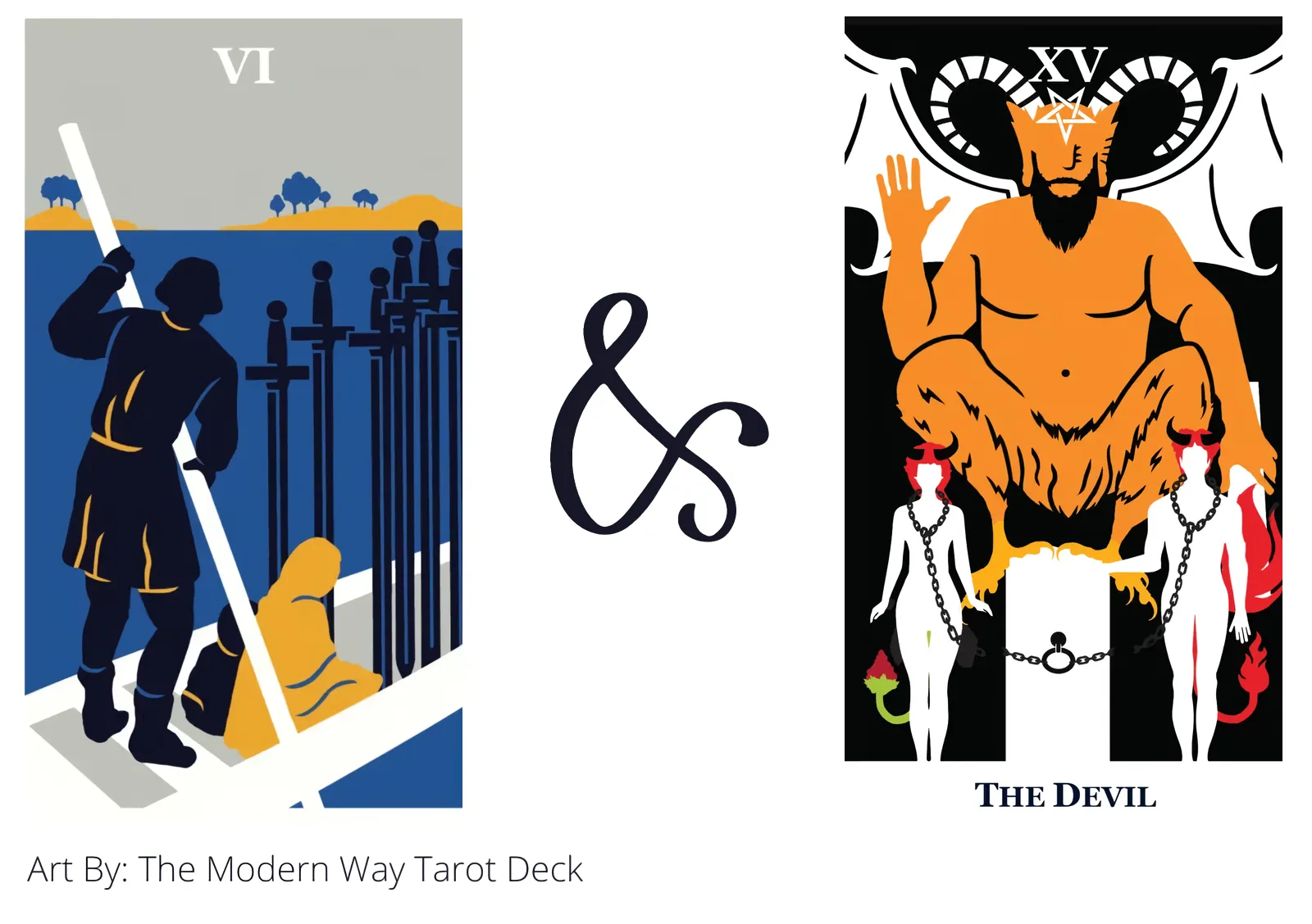 six of swords and the devil tarot cards together