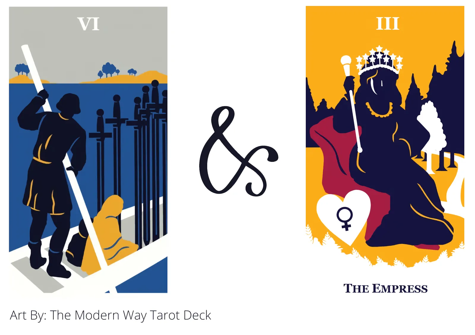 six of swords and the empress tarot cards together