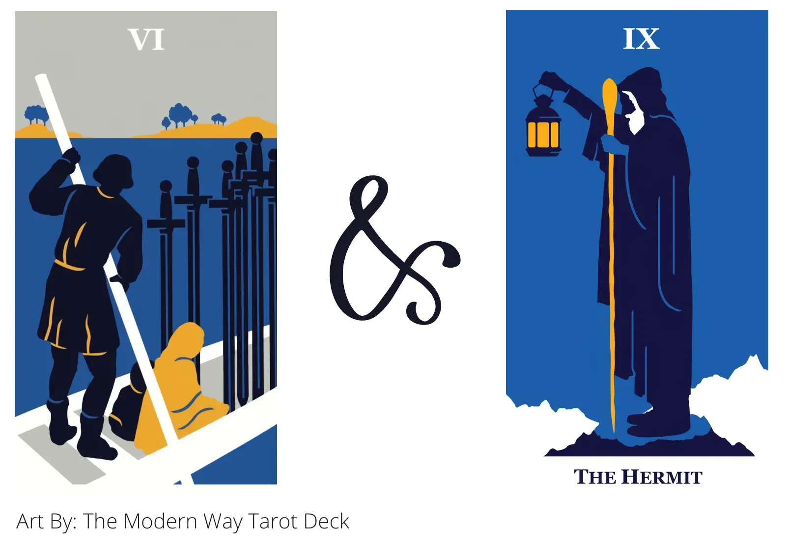 six of swords and the hermit tarot cards together