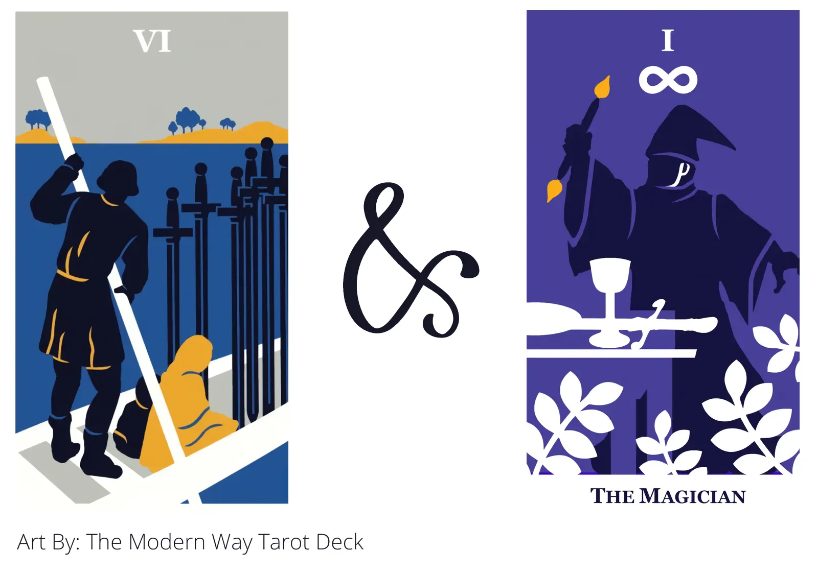 six of swords and the magician tarot cards together