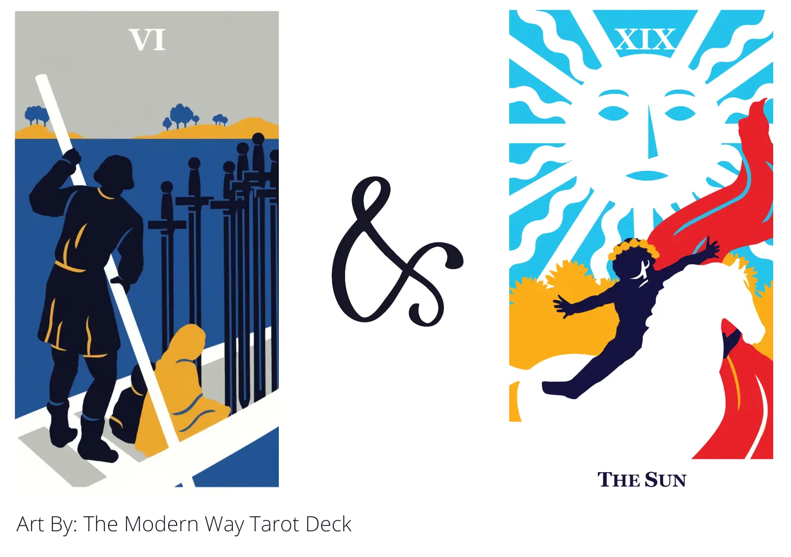 six of swords and the sun tarot cards together