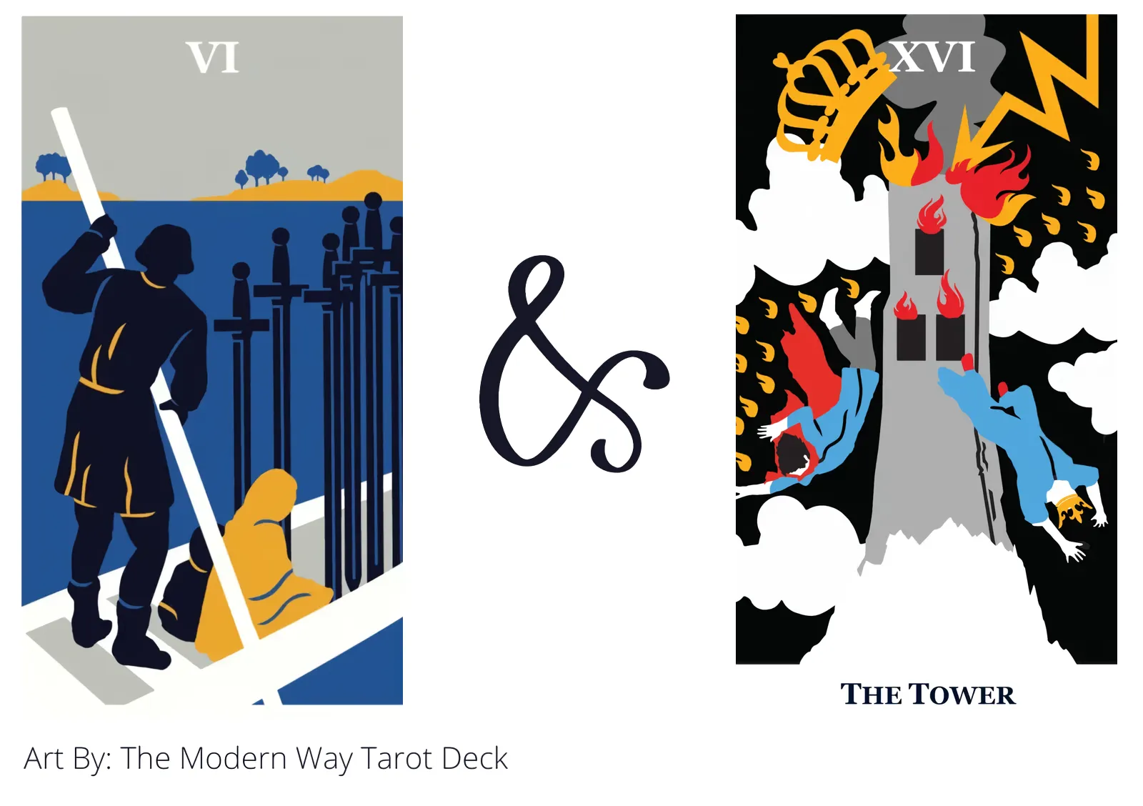 six of swords and the tower tarot cards together