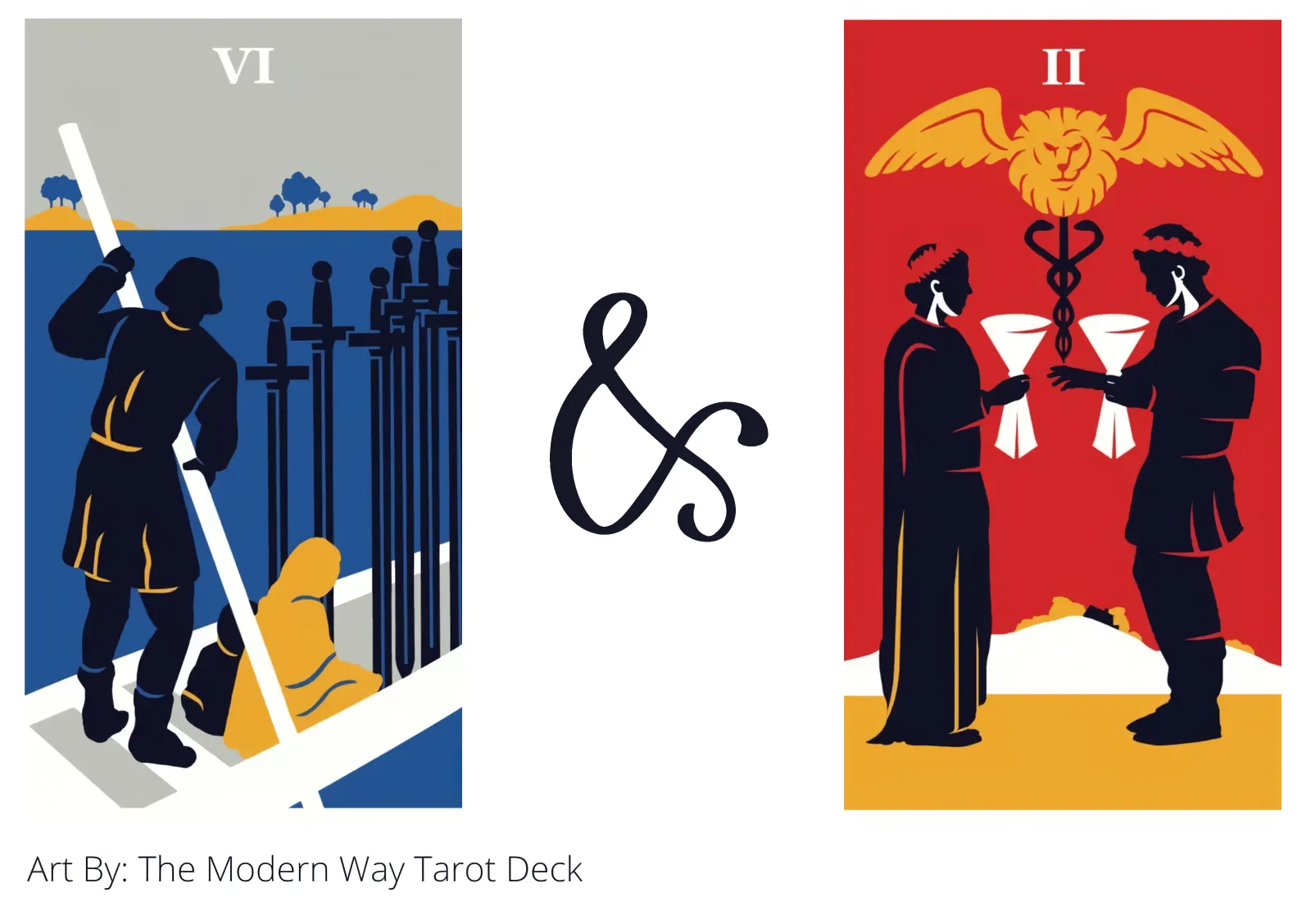 six of swords and two of cups tarot cards together