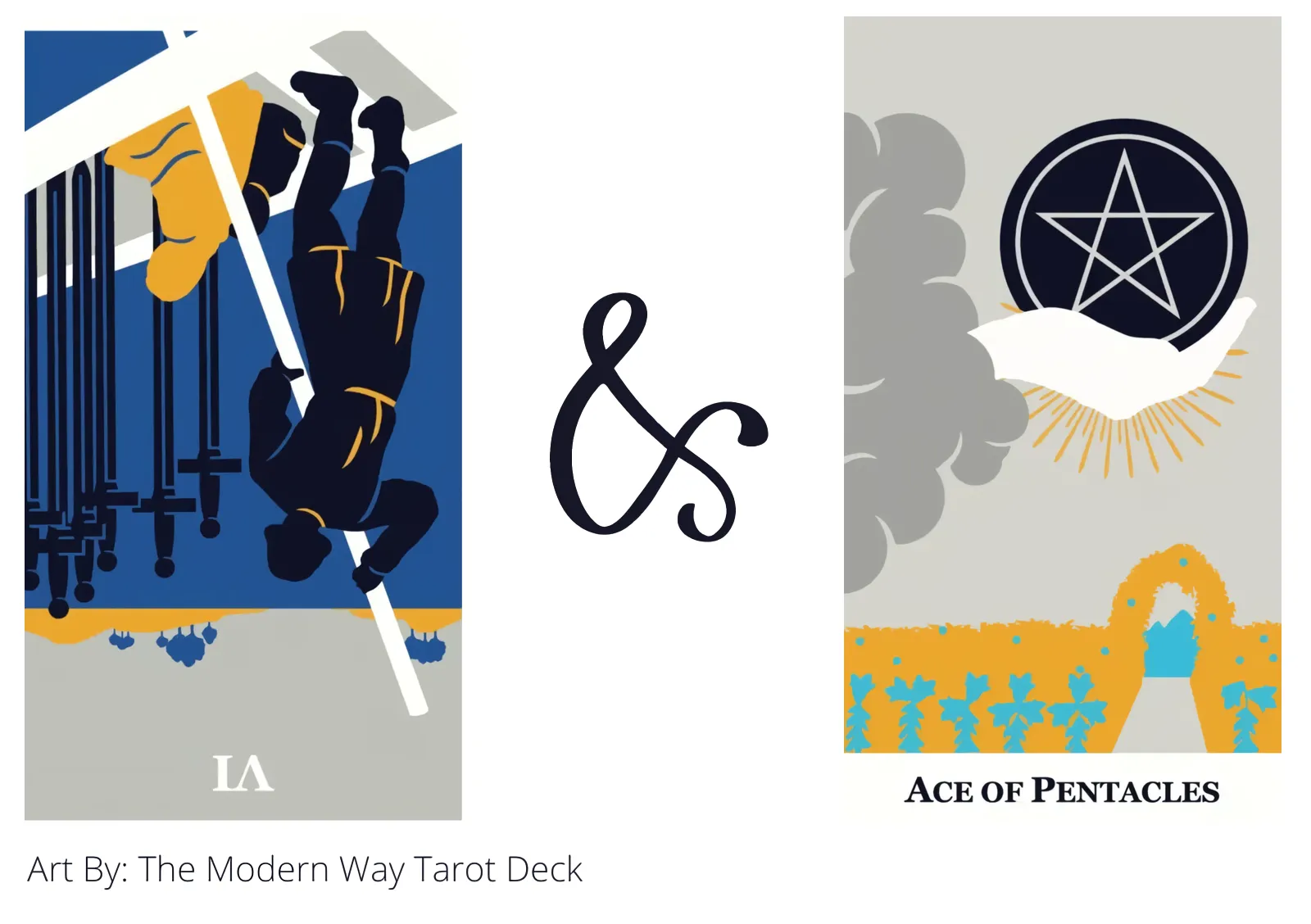 six of swords reversed and ace of pentacles tarot cards together