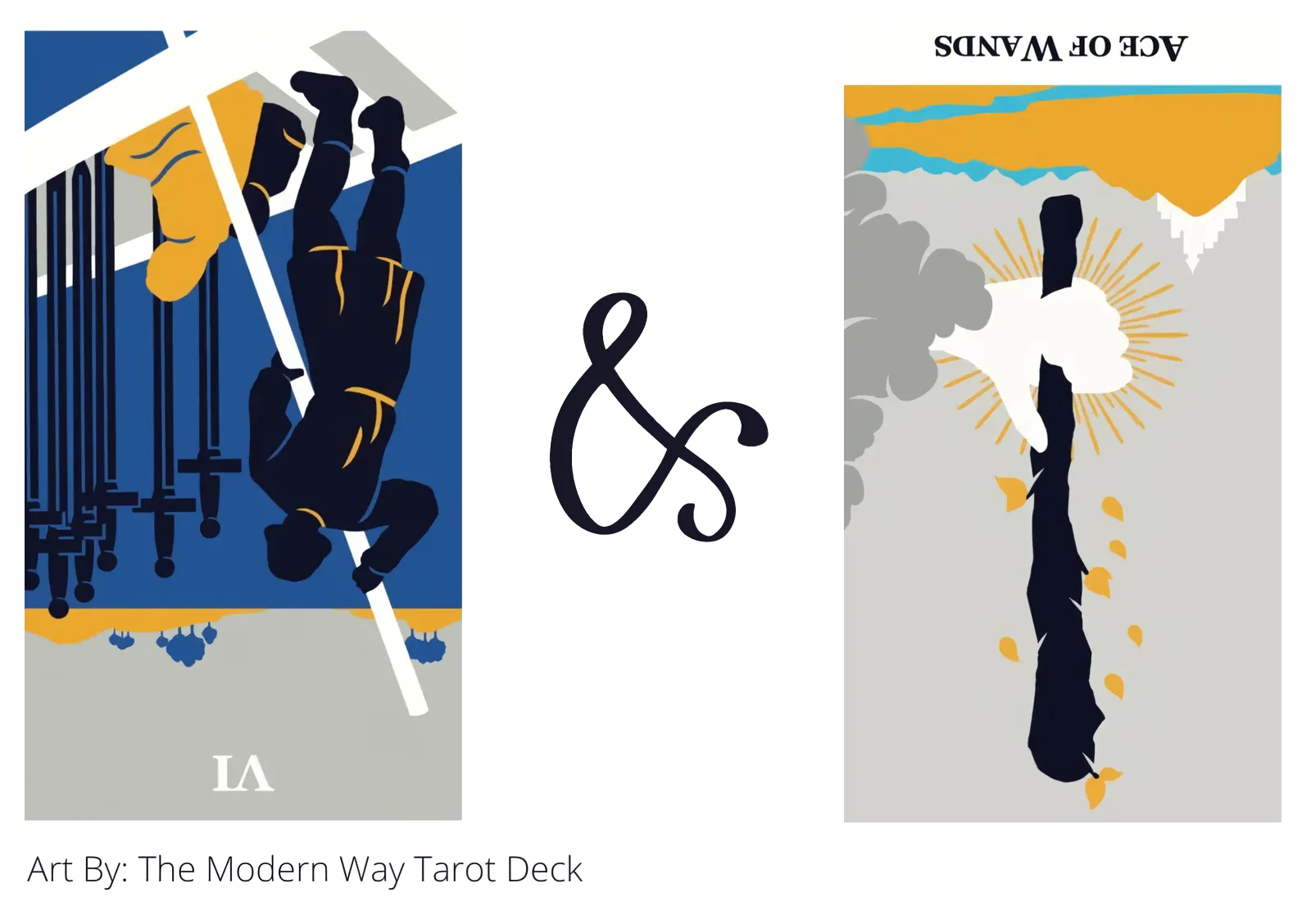 six of swords reversed and ace of wands reversed tarot cards together