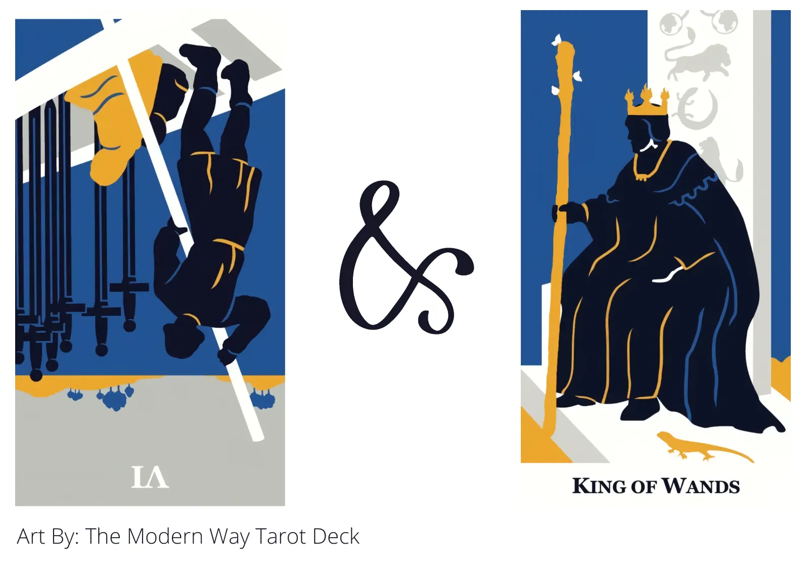 six of swords reversed and king of wands tarot cards together