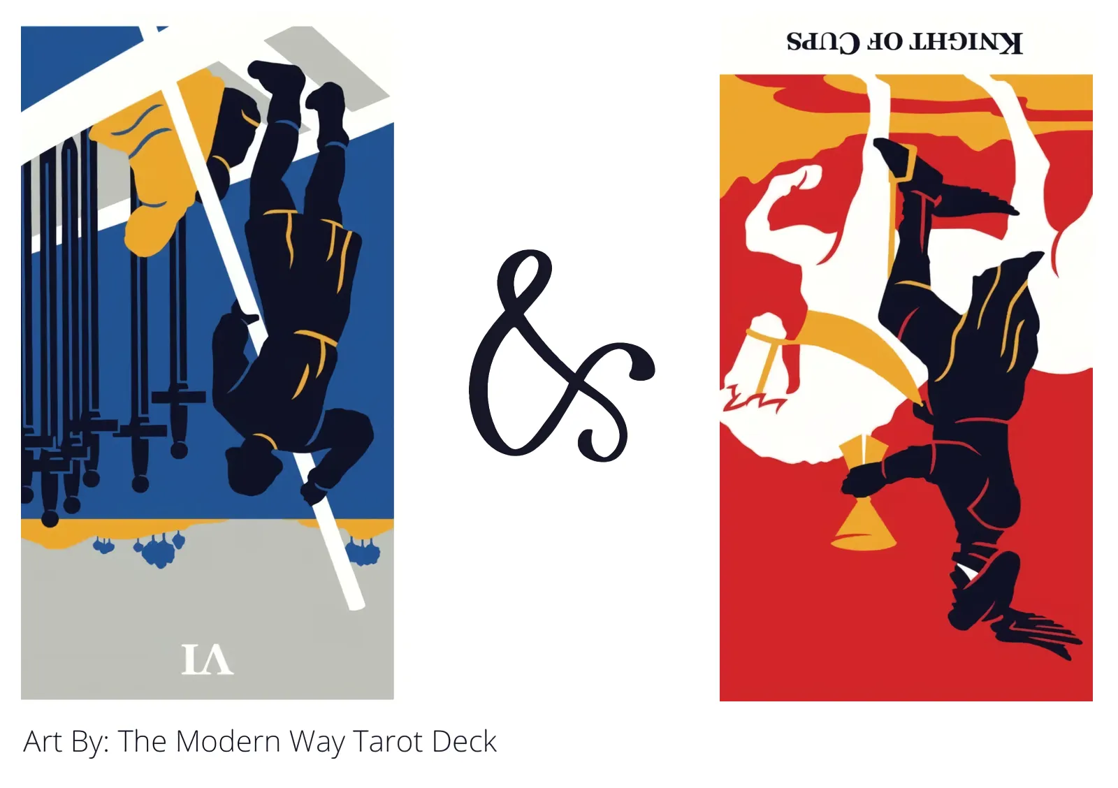 six of swords reversed and knight of cups reversed tarot cards together