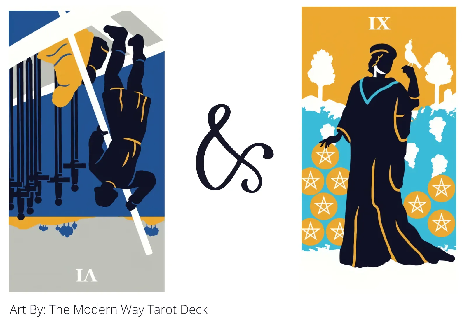 six of swords reversed and nine of pentacles tarot cards together