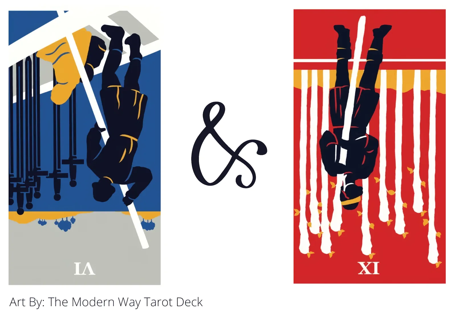 six of swords reversed and nine of wands reversed tarot cards together