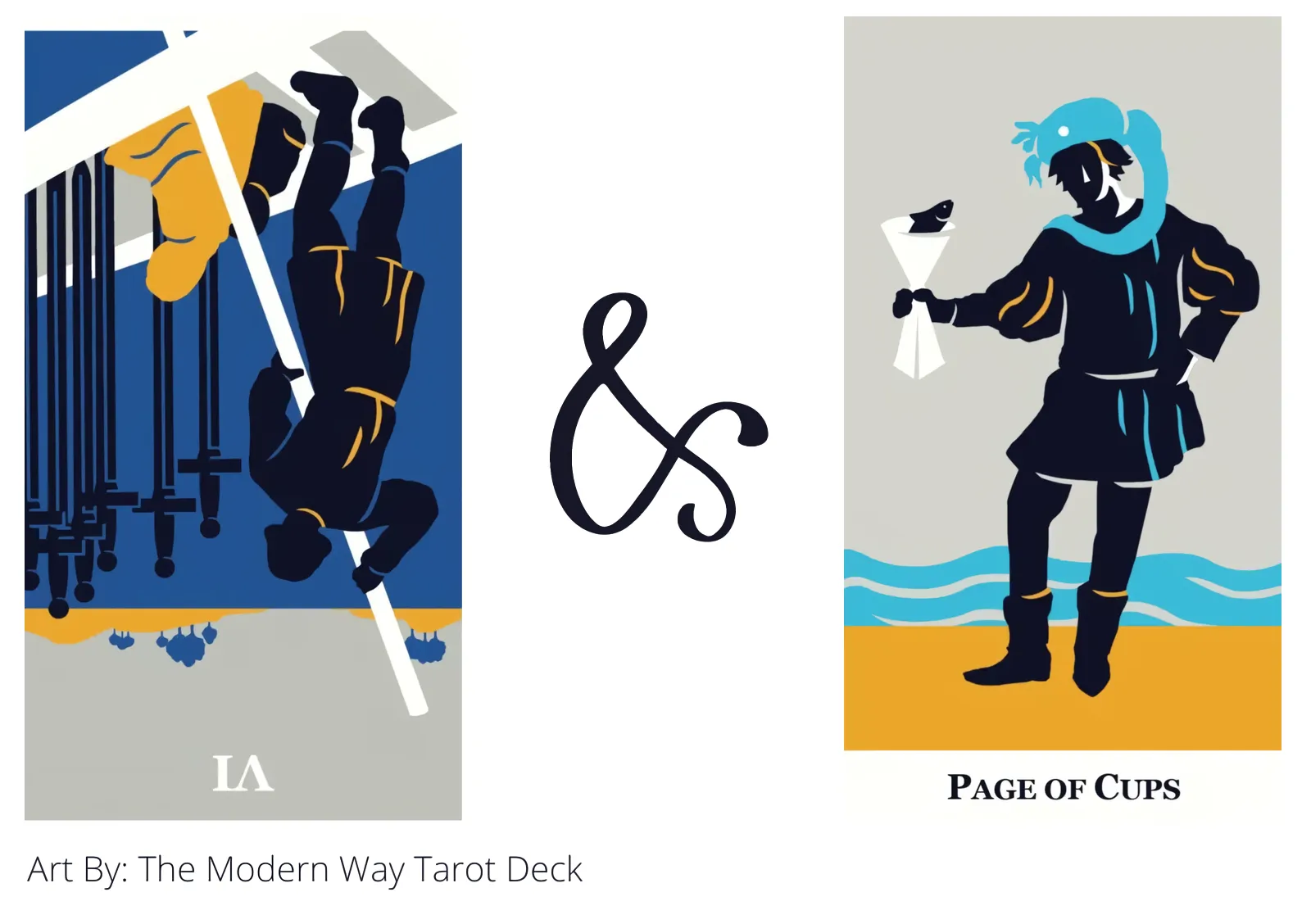 six of swords reversed and page of cups tarot cards together