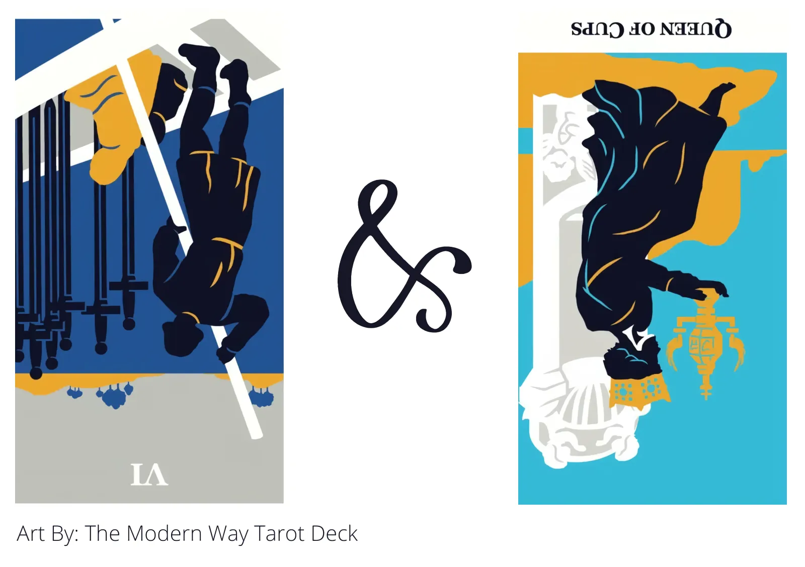 six of swords reversed and queen of cups reversed tarot cards together