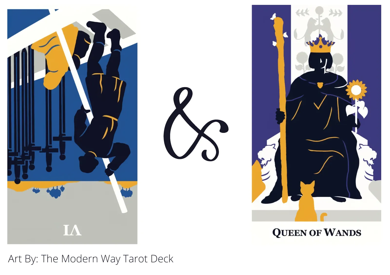 six of swords reversed and queen of wands tarot cards together