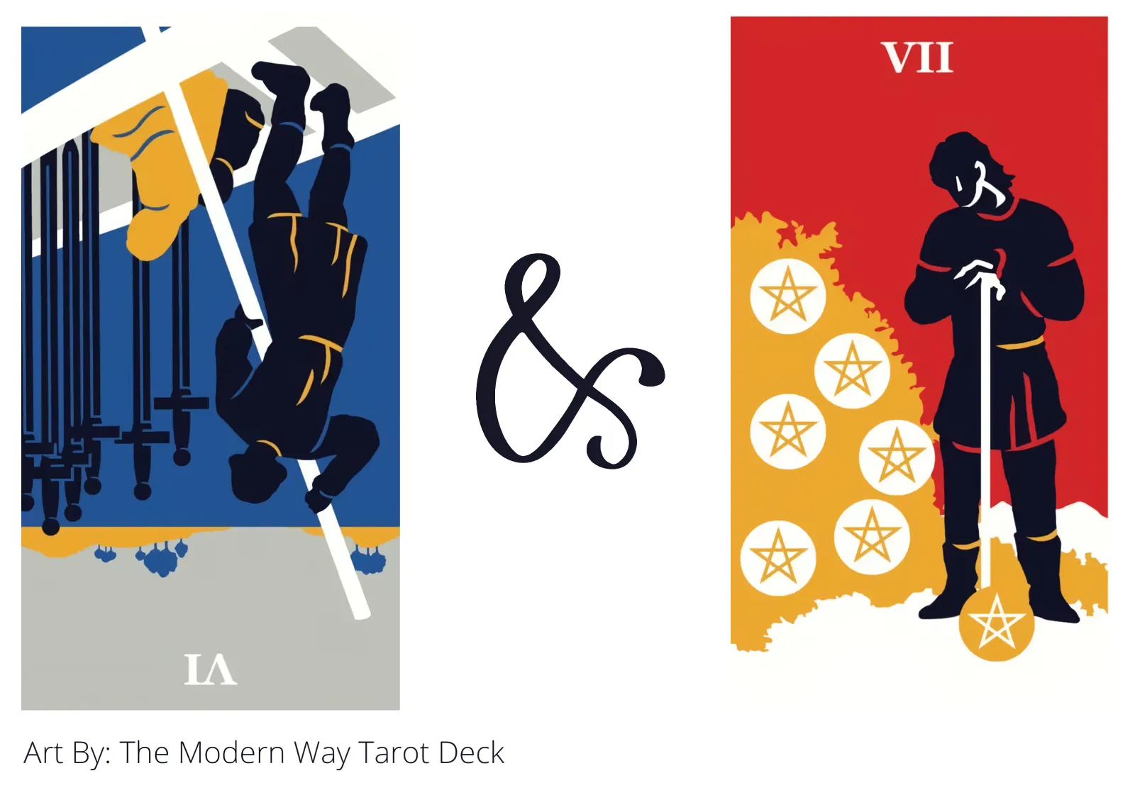 six of swords reversed and seven of pentacles tarot cards together