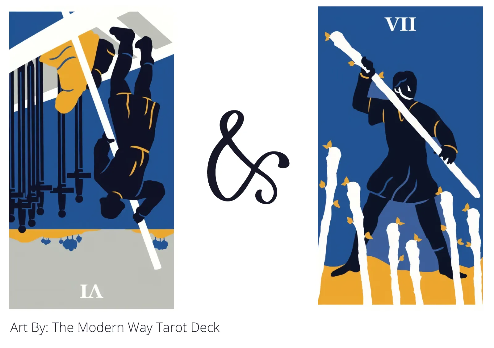 six of swords reversed and seven of wands tarot cards together