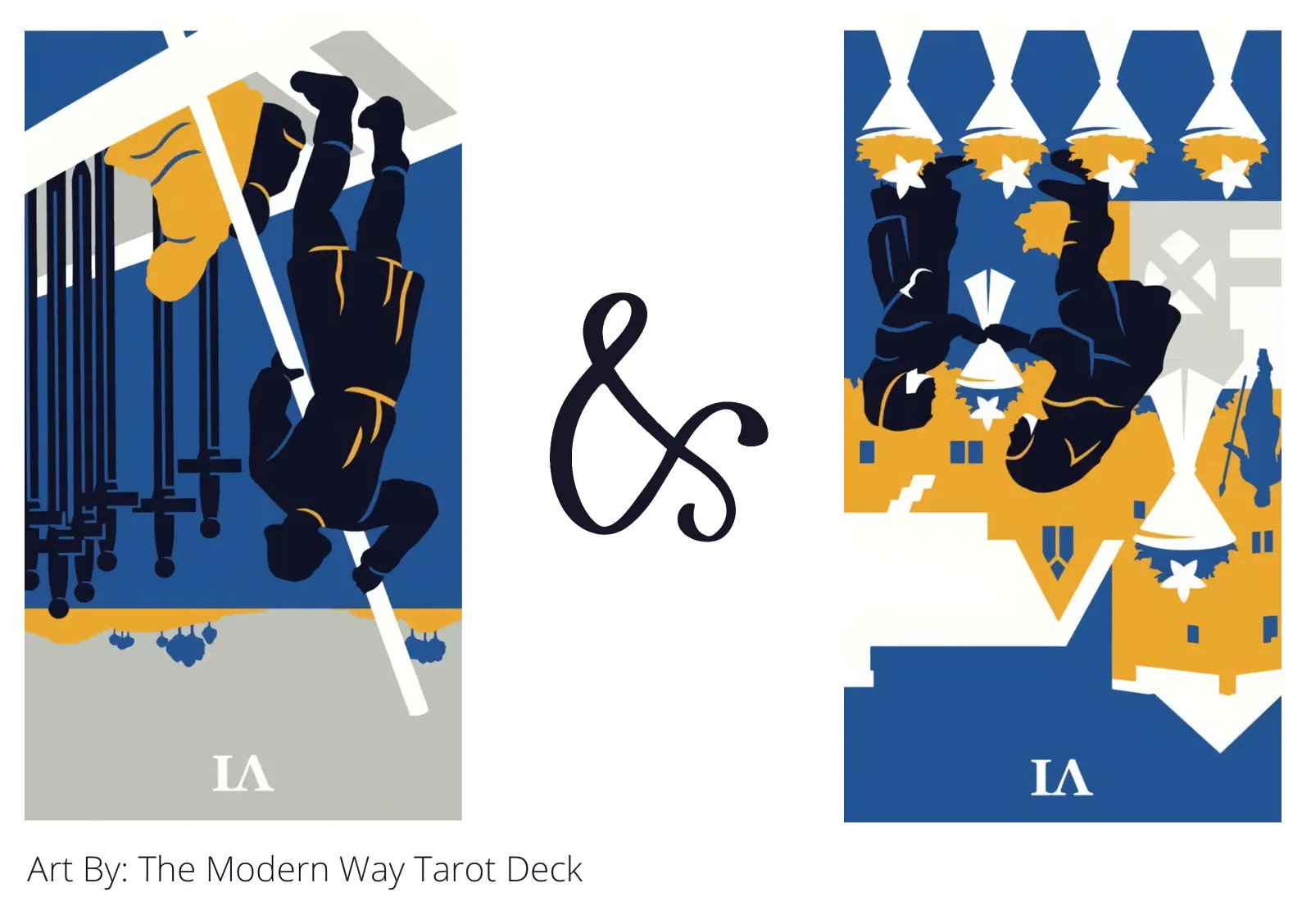 six of swords reversed and six of cups reversed tarot cards together