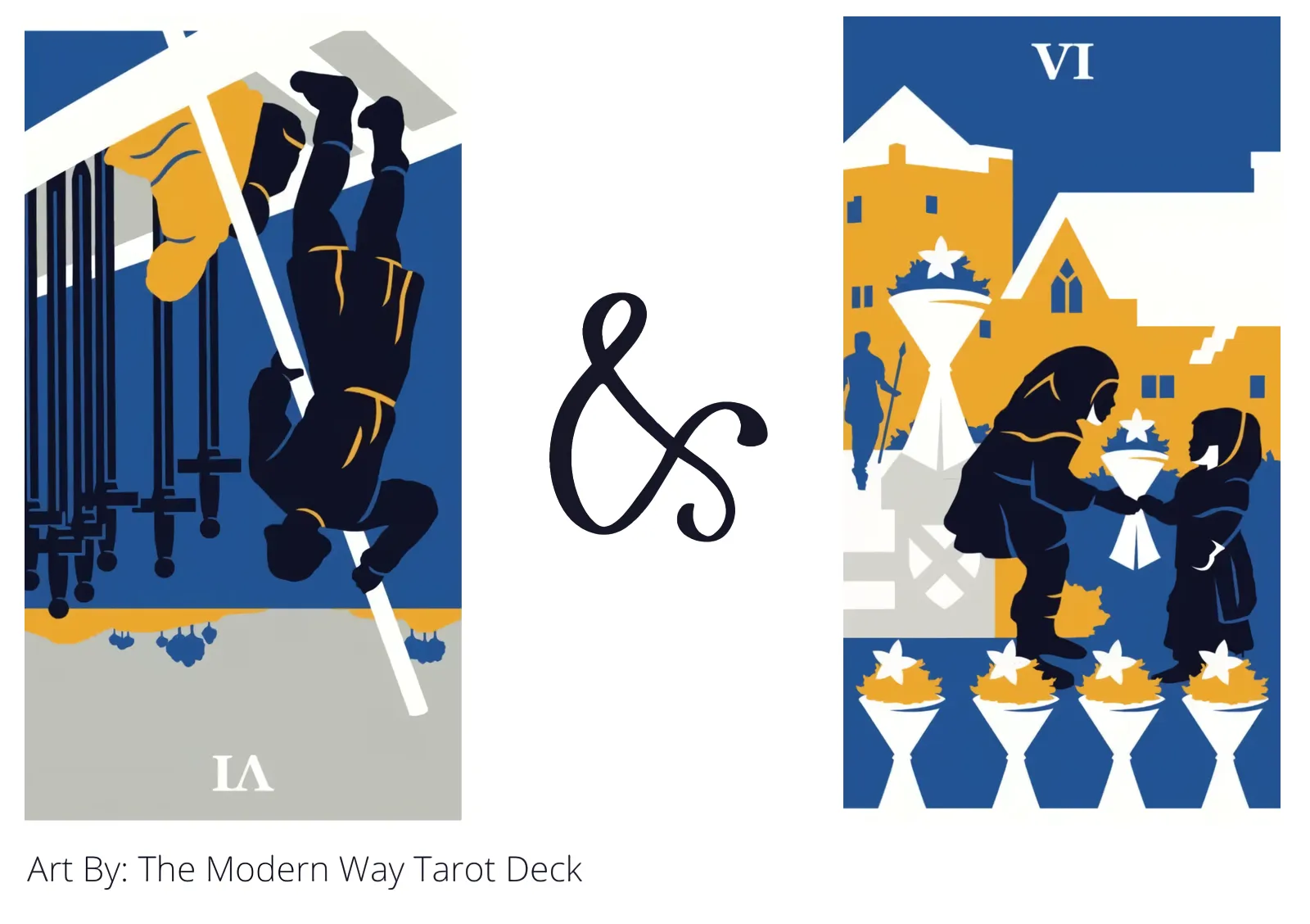 six of swords reversed and six of cups tarot cards together