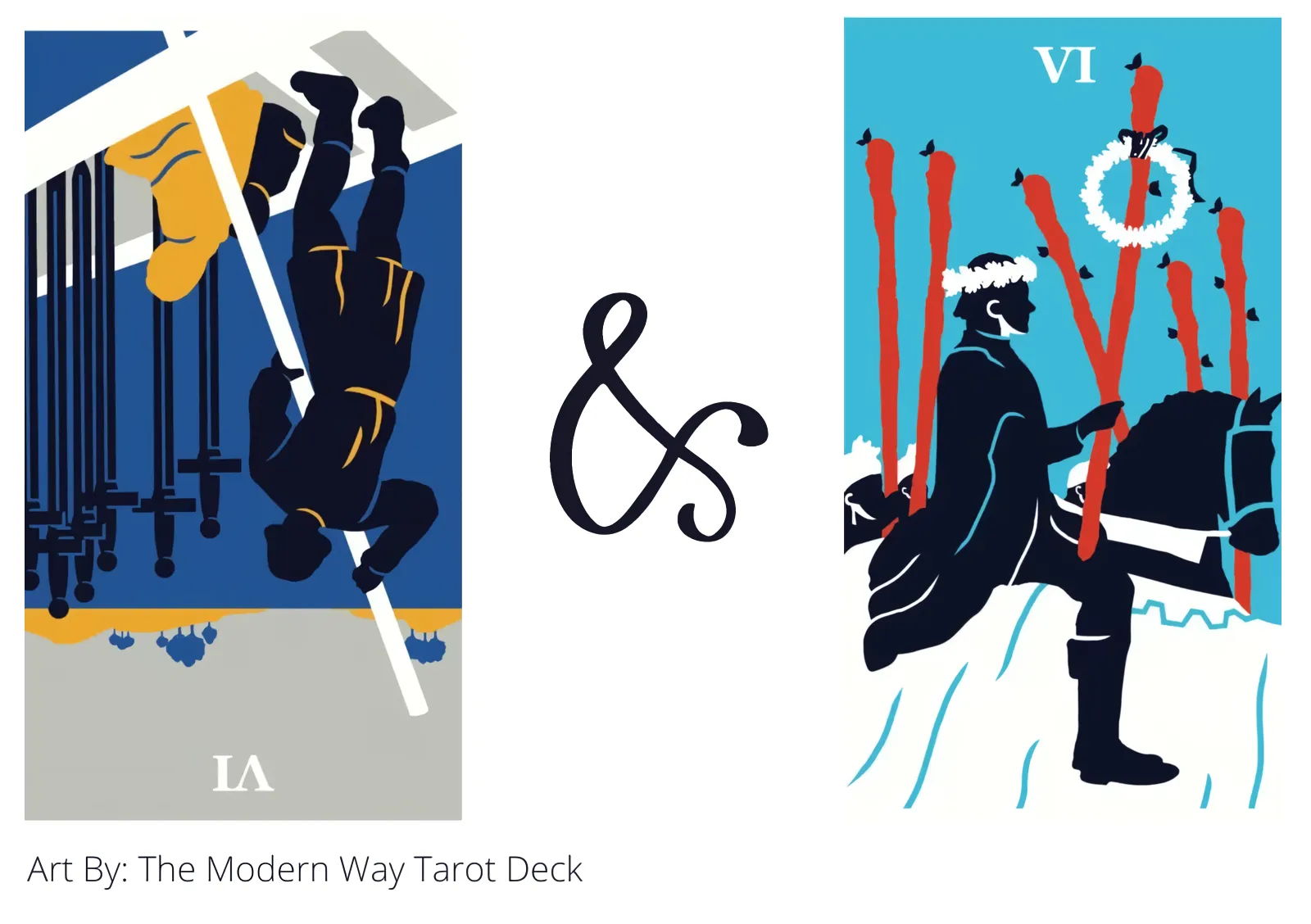 six of swords reversed and six of wands tarot cards together