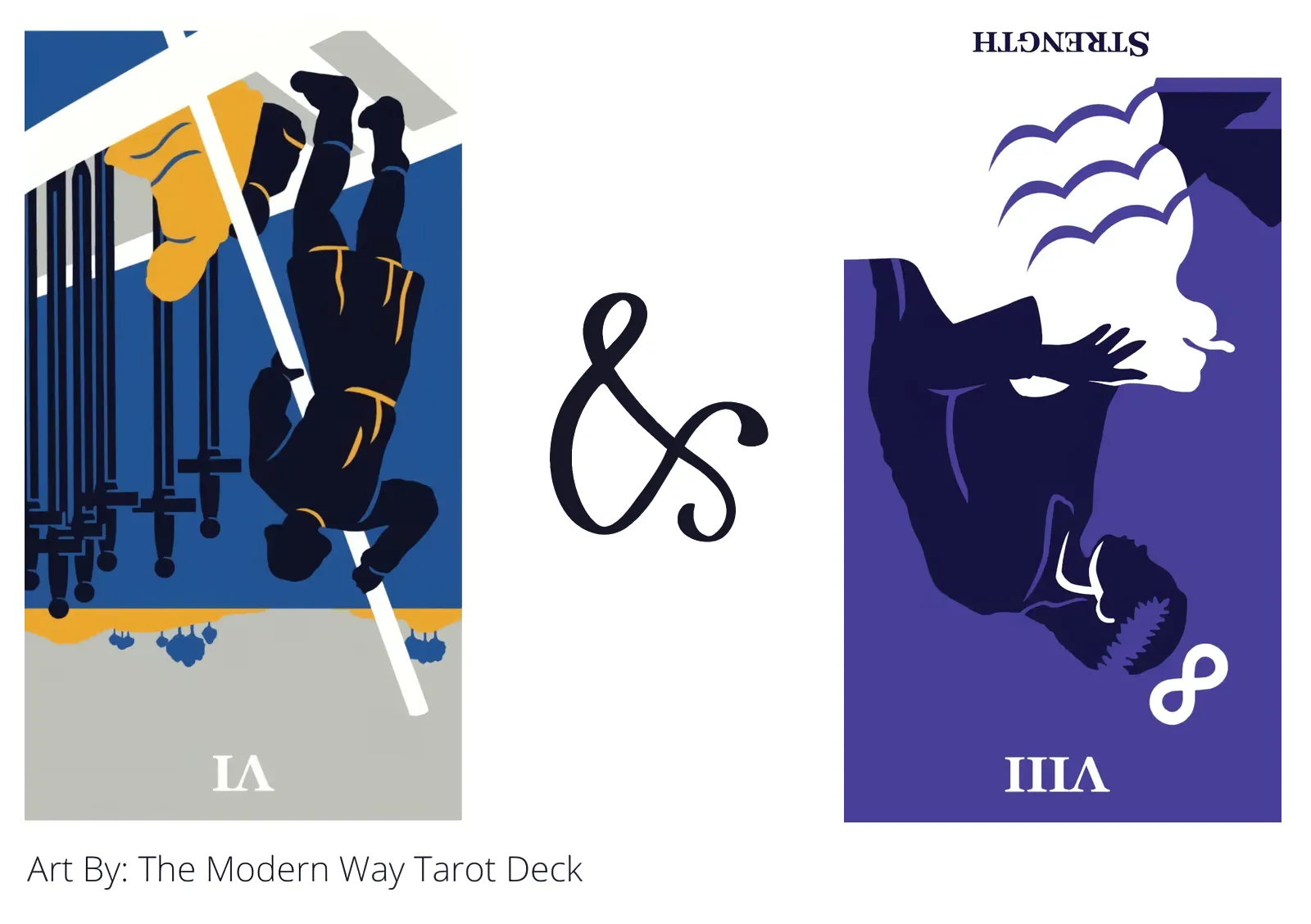 six of swords reversed and strength reversed tarot cards together