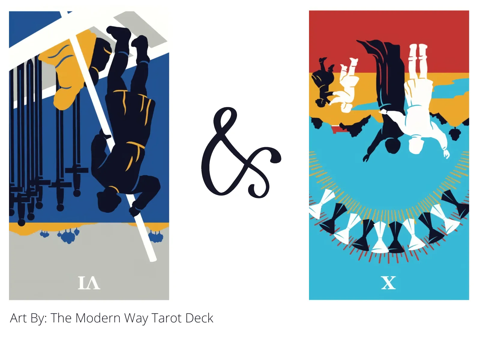 six of swords reversed and ten of cups reversed tarot cards together