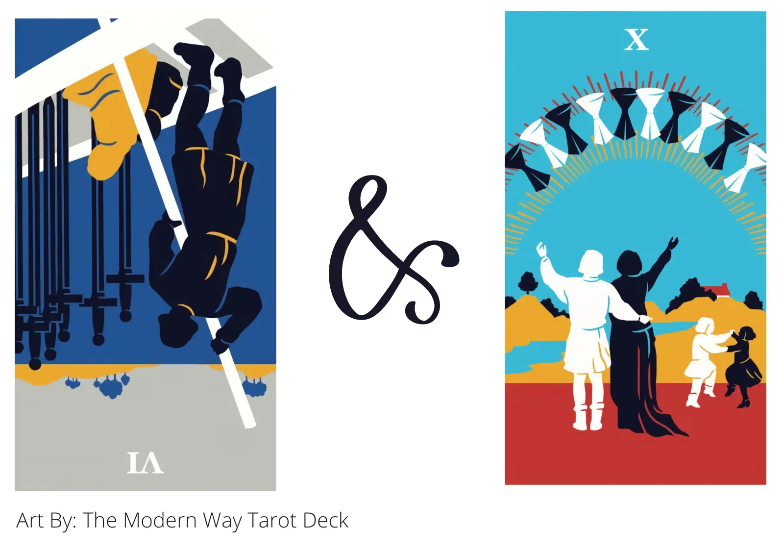 six of swords reversed and ten of cups tarot cards together