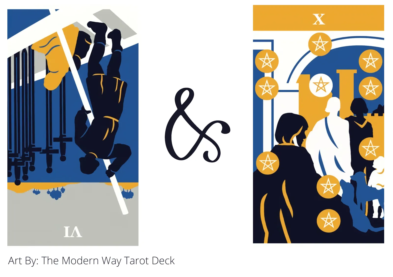 six of swords reversed and ten of pentacles tarot cards together
