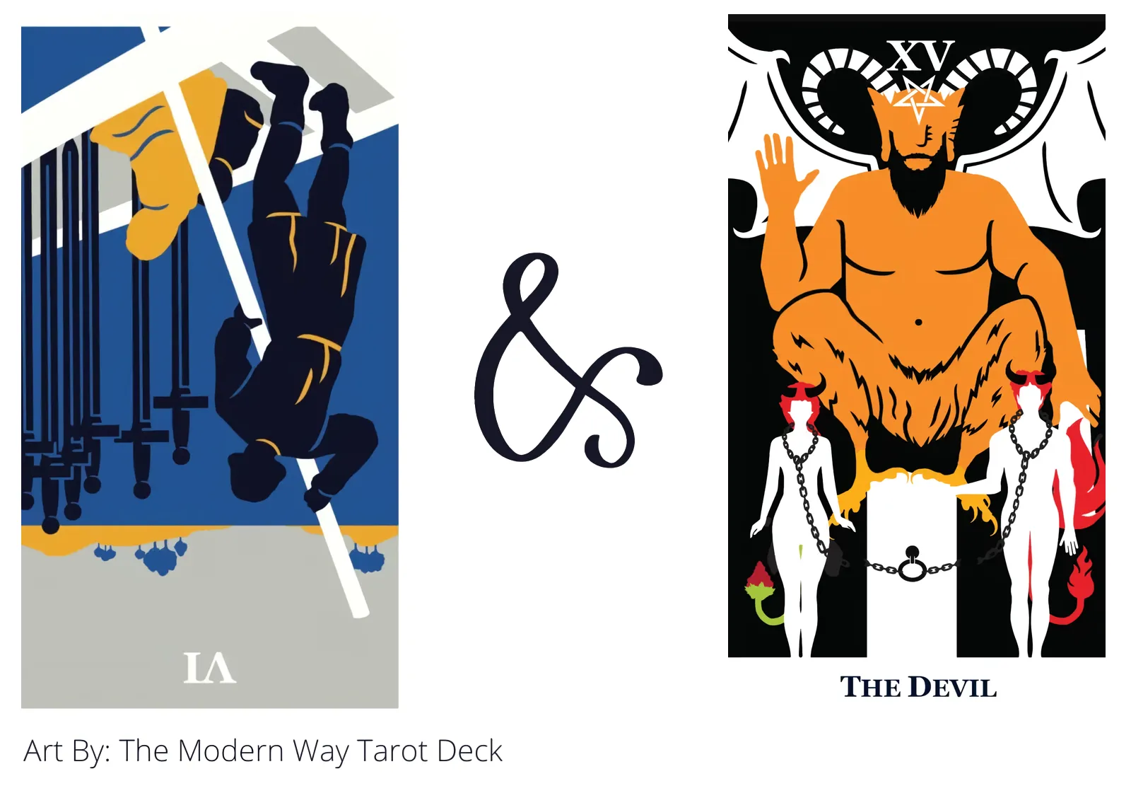 six of swords reversed and the devil tarot cards together