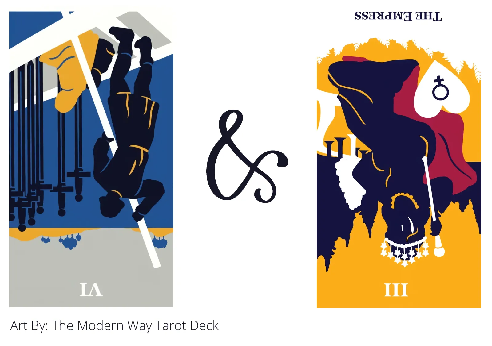 six of swords reversed and the empress reversed tarot cards together