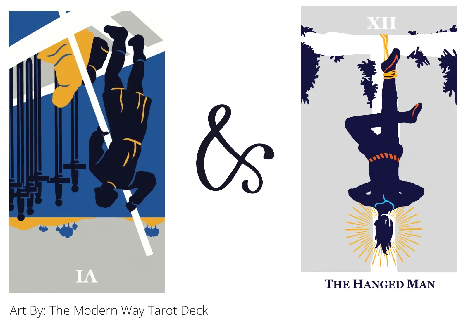 six of swords reversed and the hanged man tarot cards together