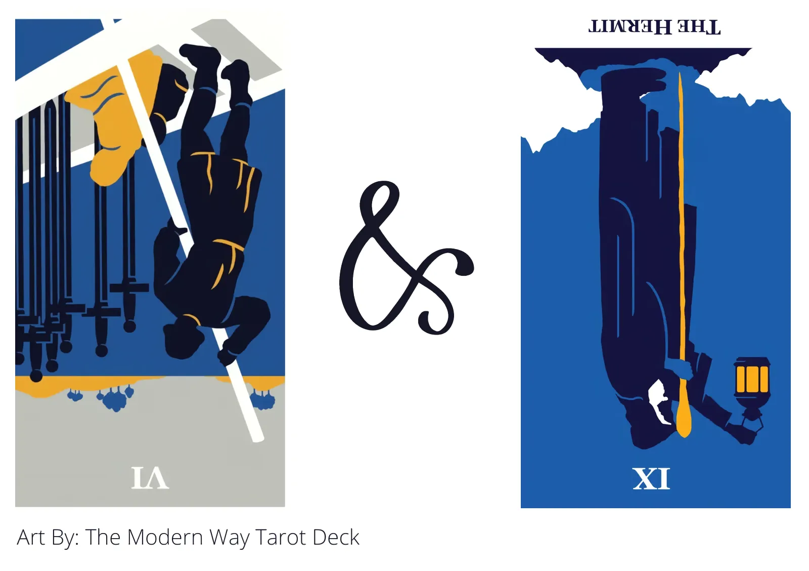 six of swords reversed and the hermit reversed tarot cards together