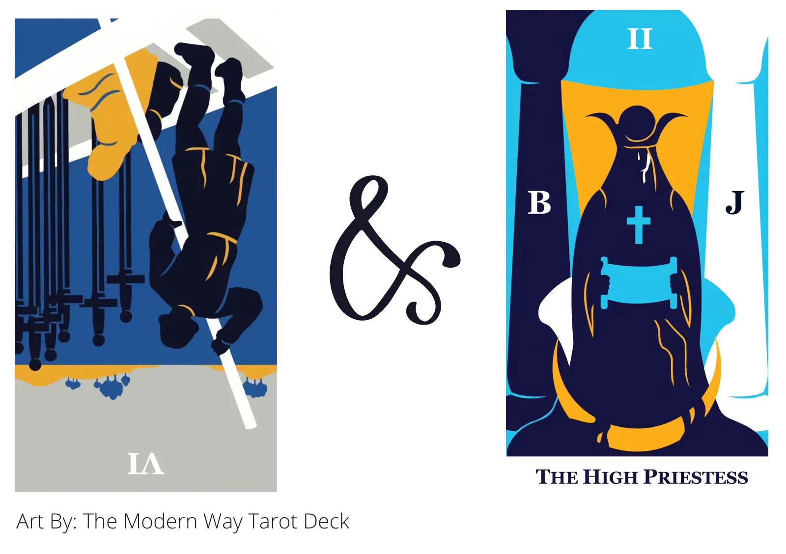 six of swords reversed and the high priestess tarot cards together