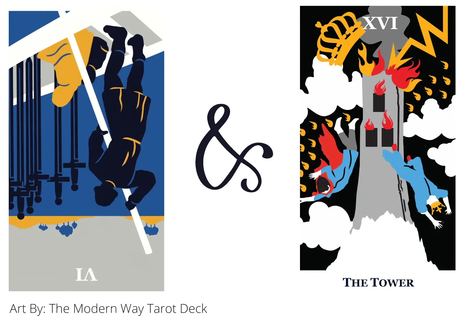 six of swords reversed and the tower tarot cards together