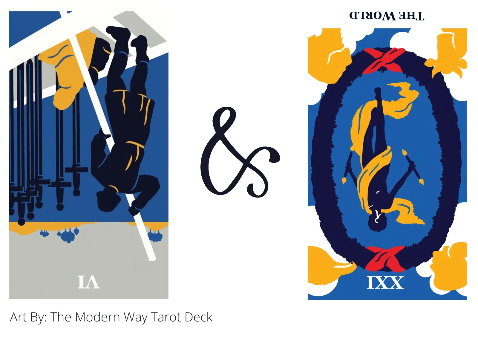 six of swords reversed and the world reversed tarot cards together