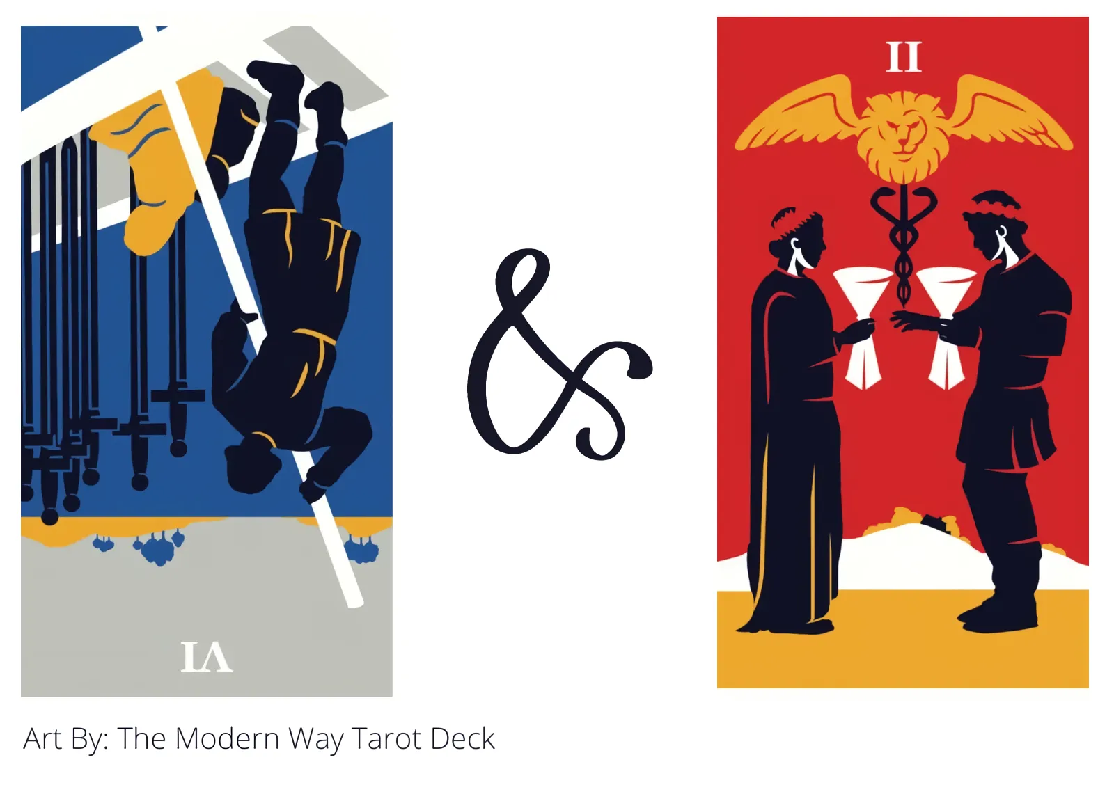 six of swords reversed and two of cups tarot cards together
