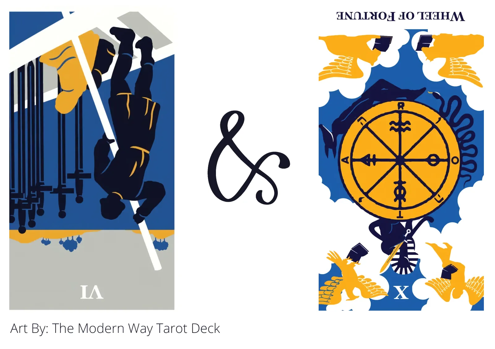 six of swords reversed and wheel of fortune reversed tarot cards together