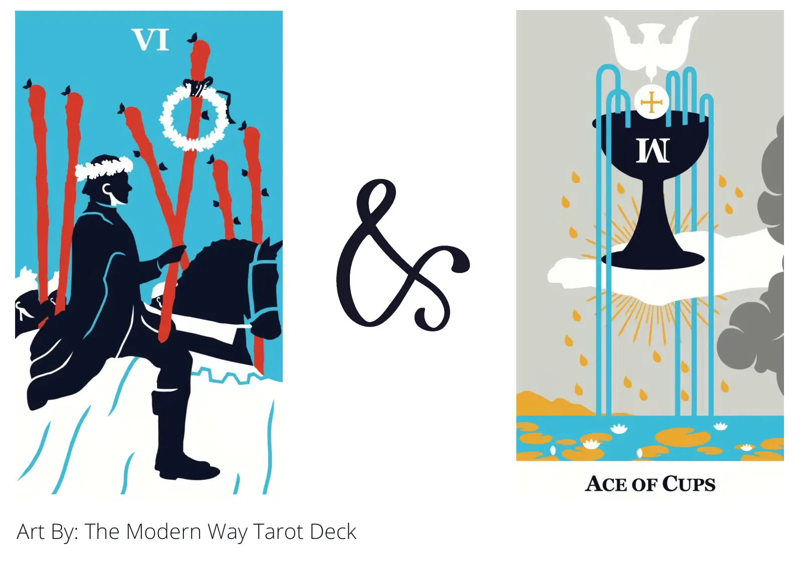 six of wands and ace of cups tarot cards together