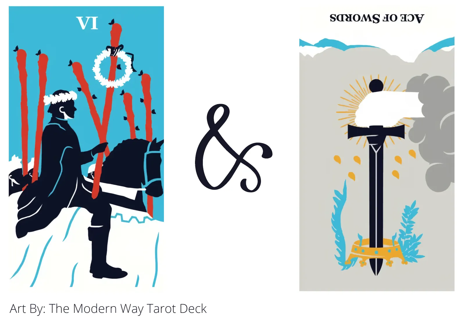 six of wands and ace of swords reversed tarot cards together