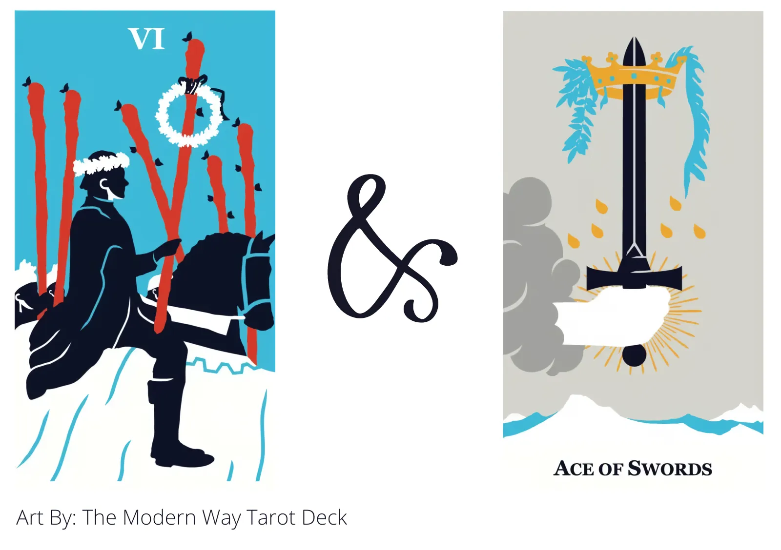 six of wands and ace of swords tarot cards together