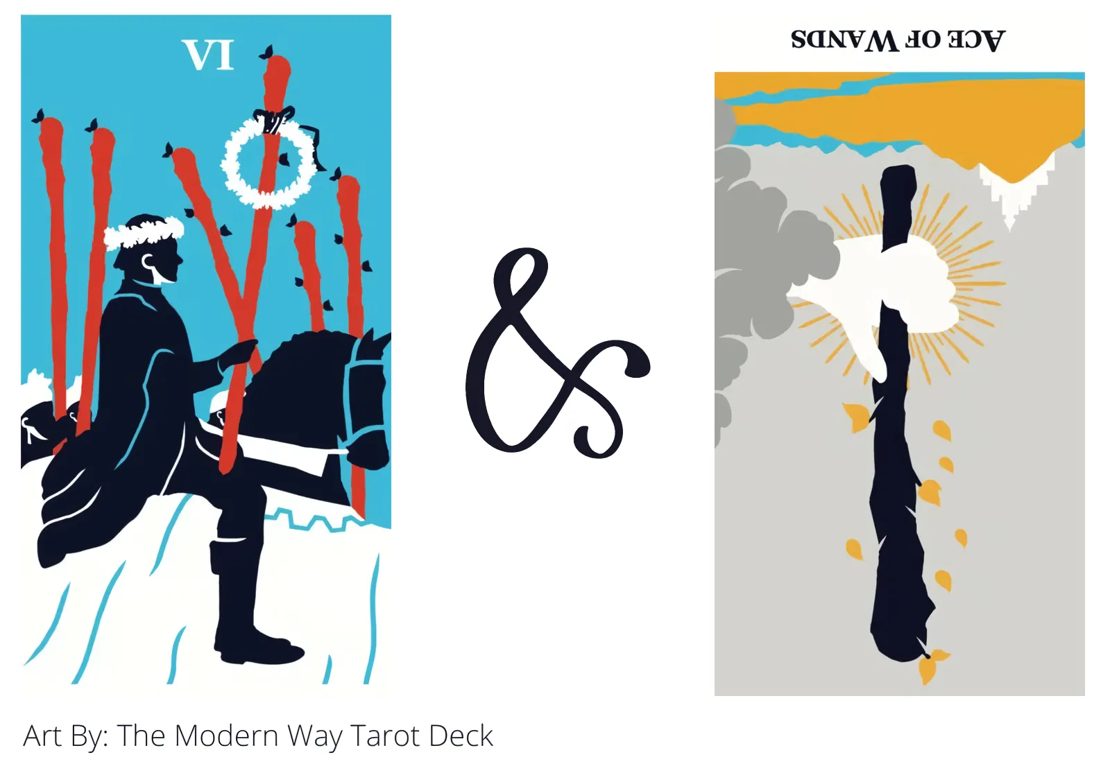 six of wands and ace of wands reversed tarot cards together