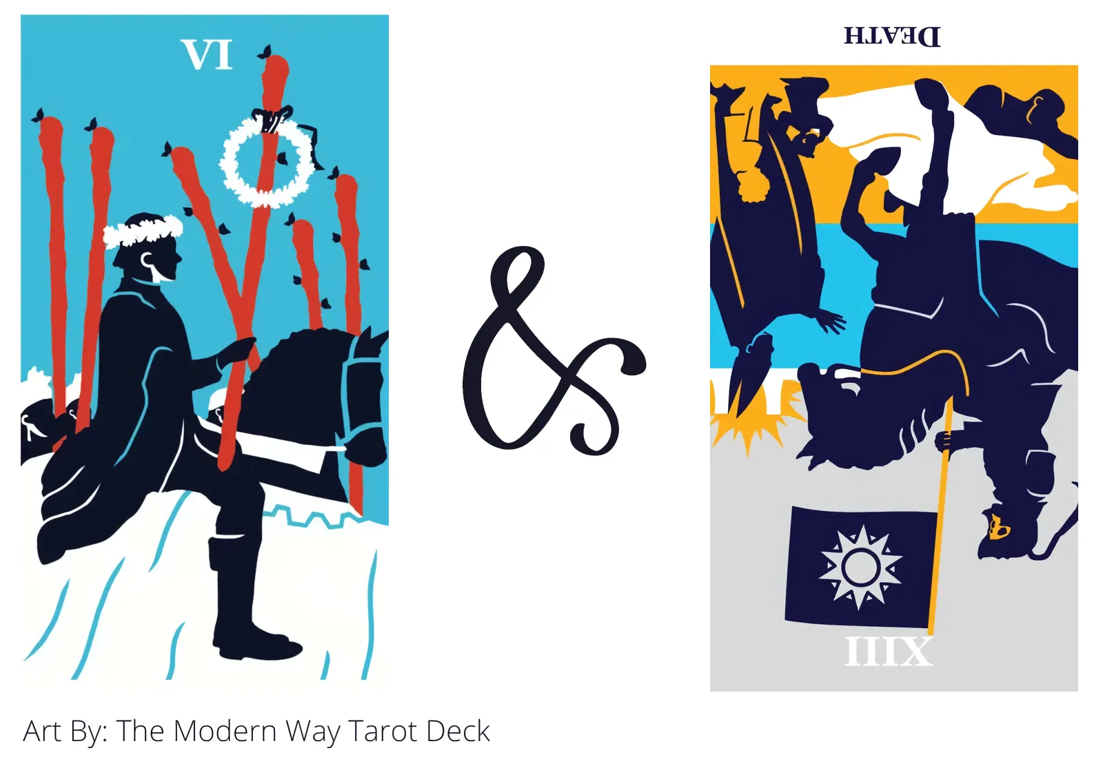 six of wands and death reversed tarot cards together